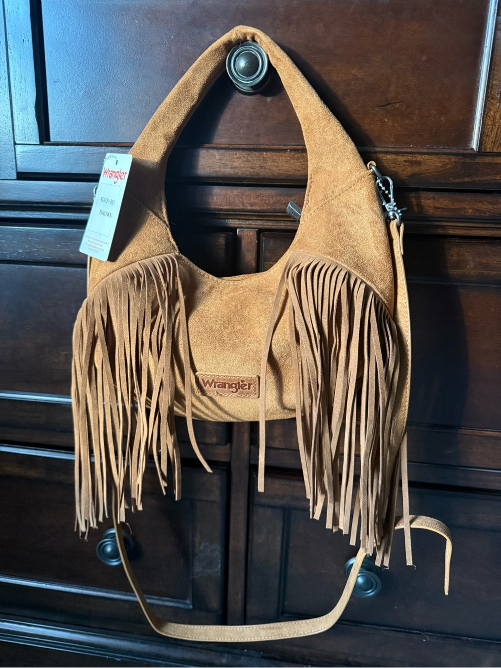 Wrangler Tan Suede Fringe Shoulder Bag
